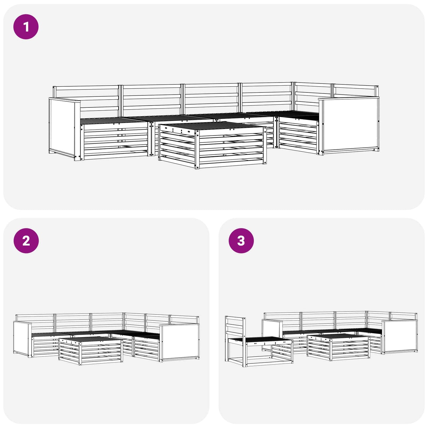 Outdoor-Sofagarnitur 6 pcs Natur 79 x 79 x 37 cm