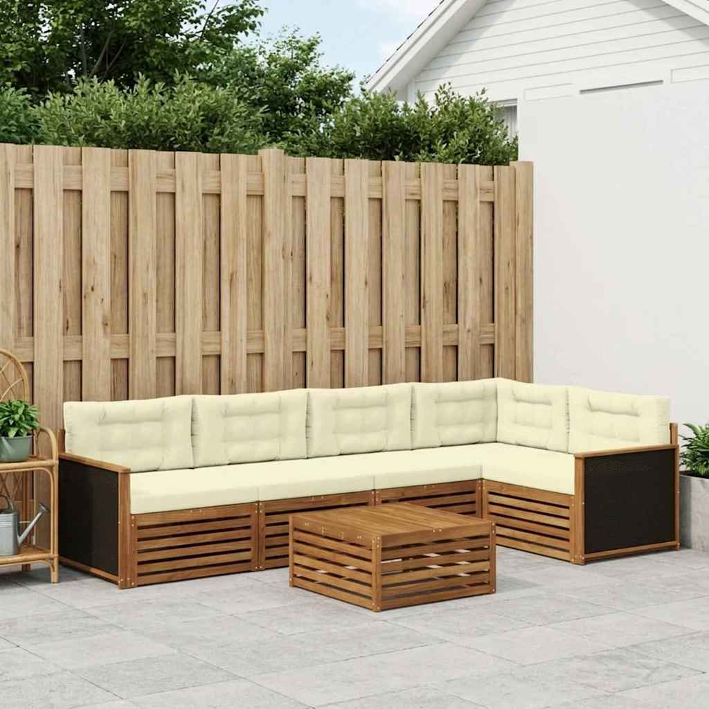 Outdoor-Sofagarnitur 6 pcs Natur und Creme 79 x 79 x 37 cm