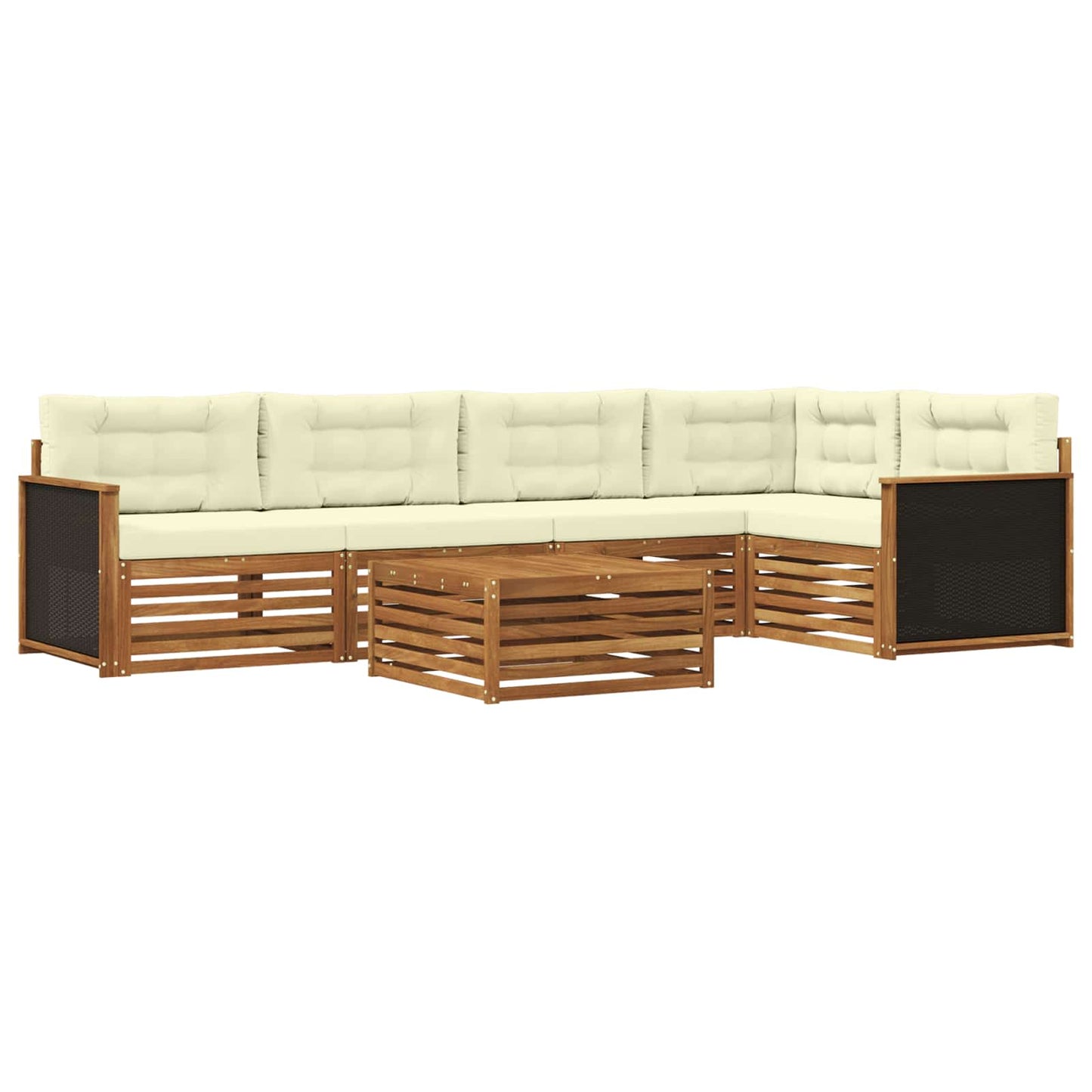 Outdoor-Sofagarnitur 6 pcs Natur und Creme 79 x 79 x 37 cm