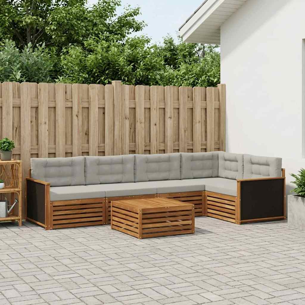 Outdoor-Sofagarnitur 6 pcs Natürlich und Hellgrau