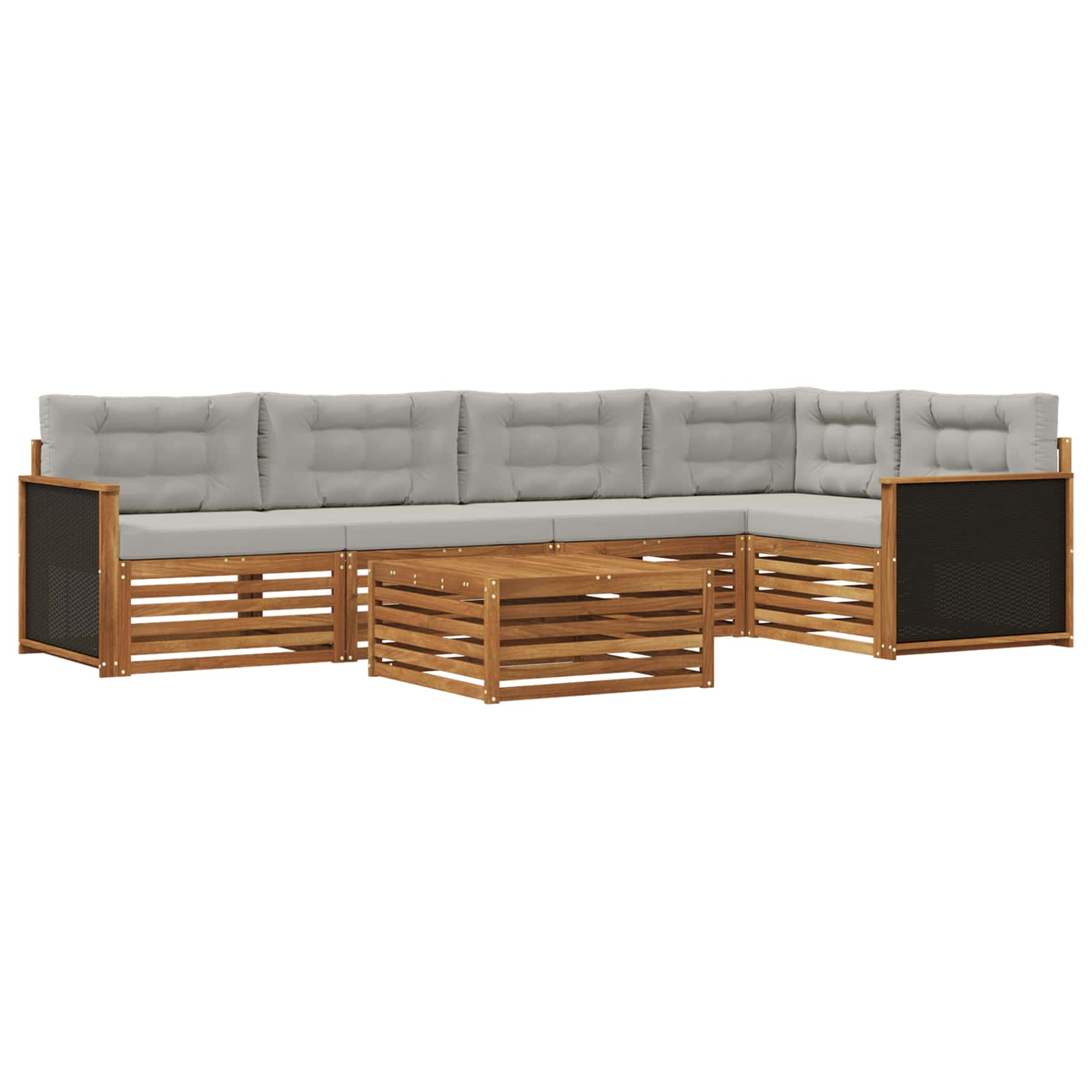 Outdoor-Sofagarnitur 6 pcs Natürlich und Hellgrau
