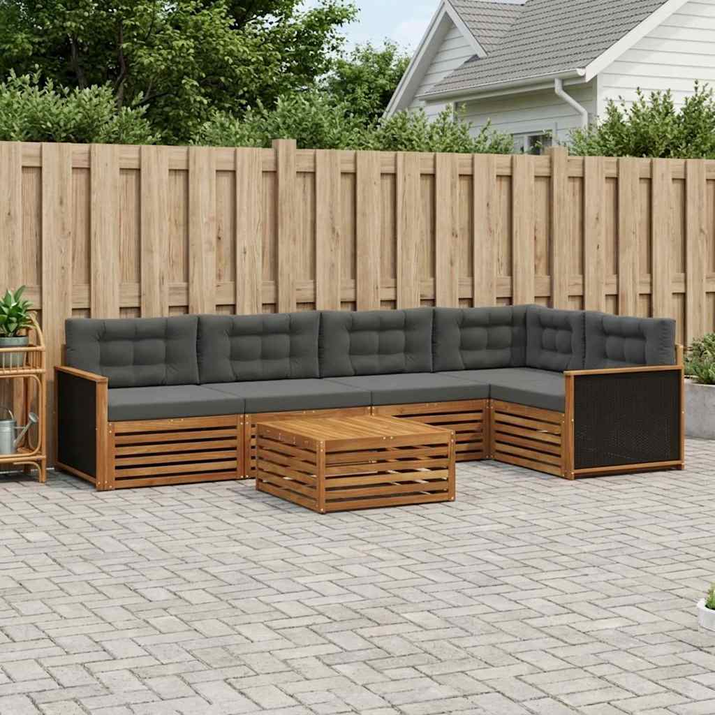 Outdoor-Sofagarnitur 6 pcs Natur und Anthrazit 79 x 79 x 37 cm