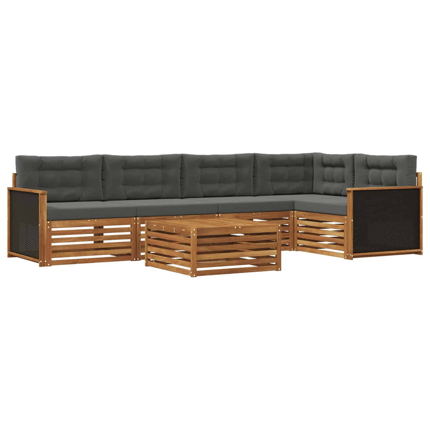 Outdoor-Sofagarnitur 6 pcs Natur und Anthrazit 79 x 79 x 37 cm