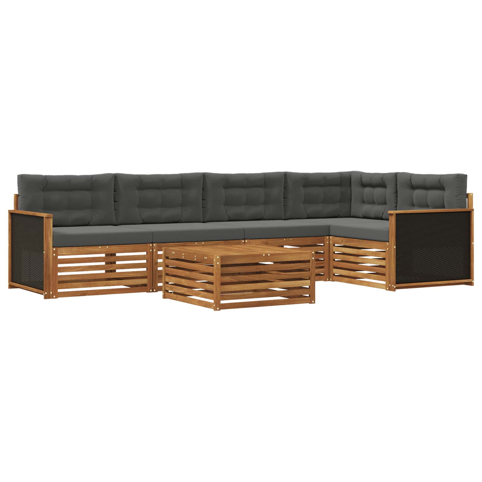 Outdoor-Sofagarnitur 6 pcs Natur und Anthrazit 79 x 79 x 37 cm