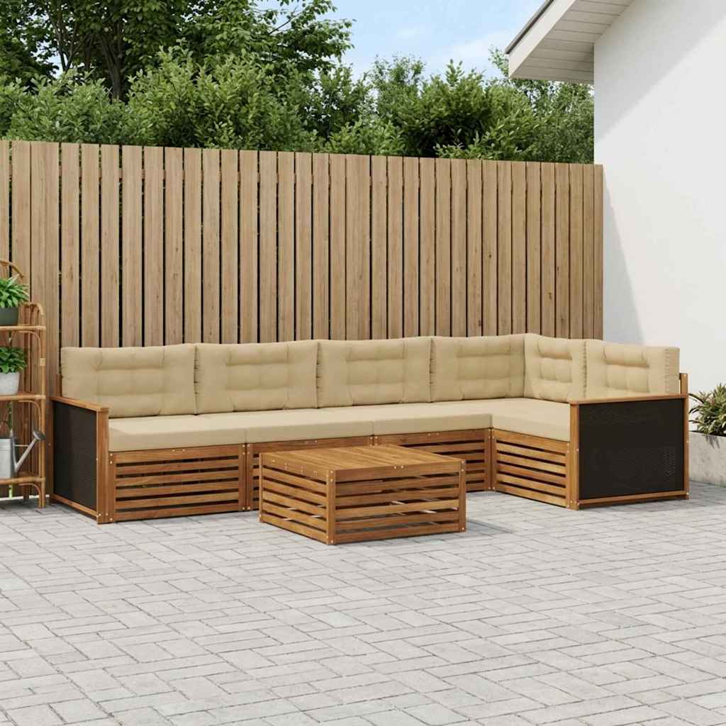 Outdoor-Sofagarnitur 6 pcs Natur und Beige 79 x 79 x 37 cm