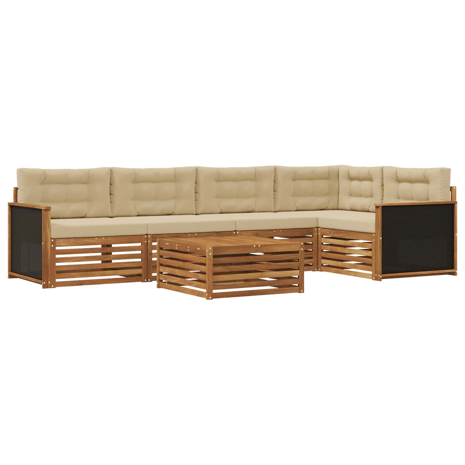 Outdoor-Sofagarnitur 6 pcs Natur und Beige 79 x 79 x 37 cm