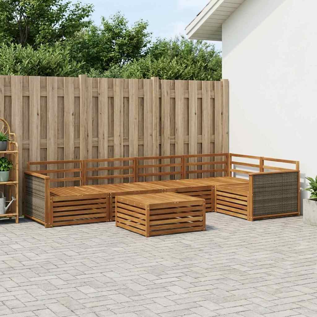 Outdoor-Sofagarnitur 6 pcs Natur Massivholz Akazie