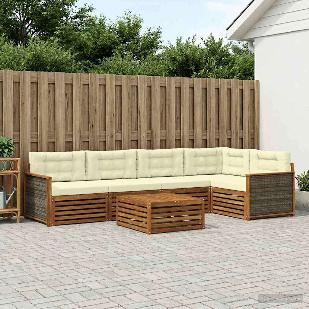 Outdoor-Sofagarnitur 6 stk. Natur und Creme