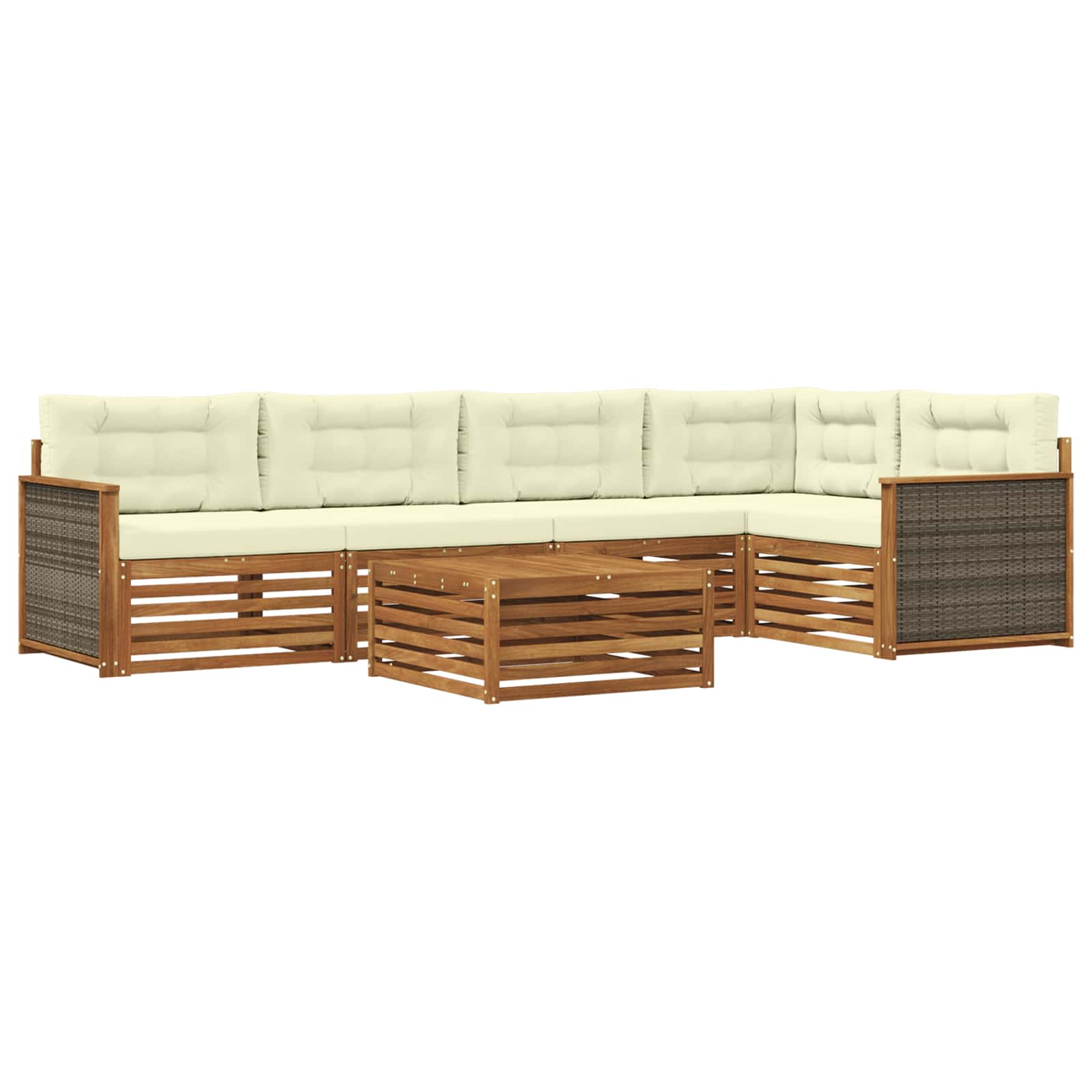Outdoor-Sofagarnitur 6 stk. Natur und Creme
