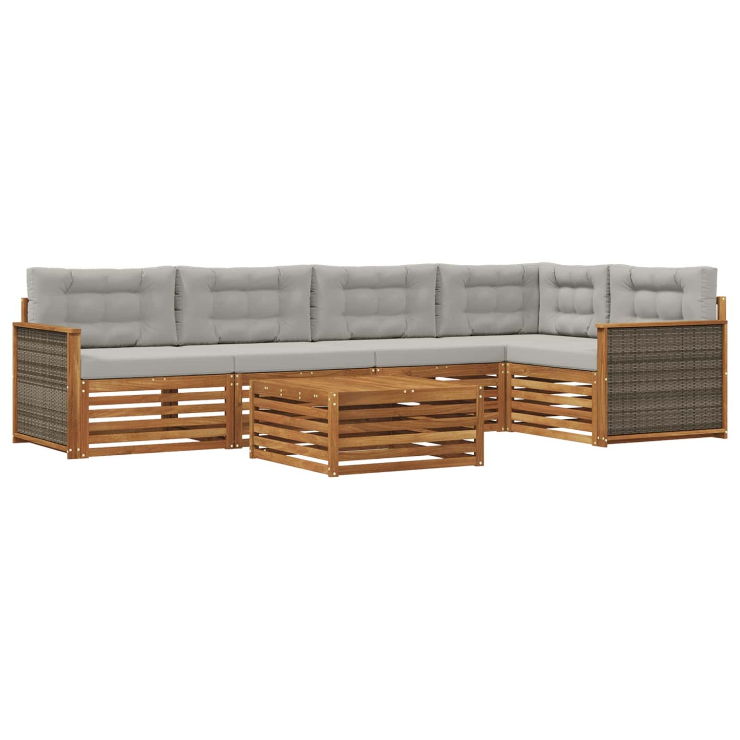 Outdoor-Sofagarnitur mit Kissen 6 pcs Natürlich und Hellgrau