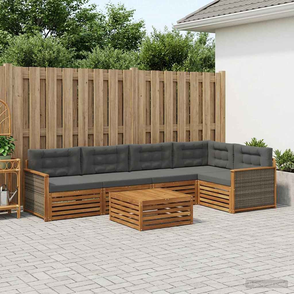 Outdoor-Sofagarnitur 6 stk. Natur und Anthrazit