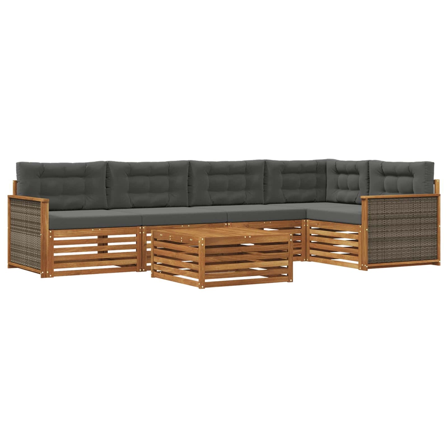 Outdoor-Sofagarnitur 6 stk. Natur und Anthrazit
