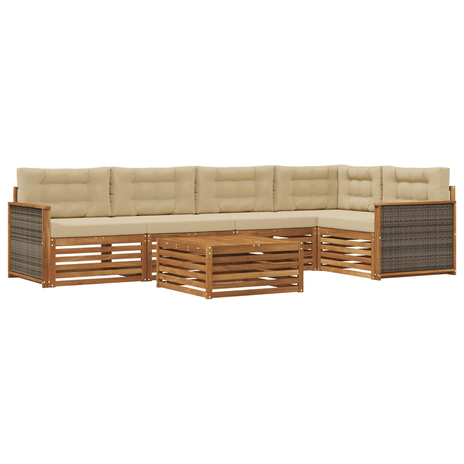 Outdoor-Sofagarnitur mit Kissen 6 pcs Natur und Beige