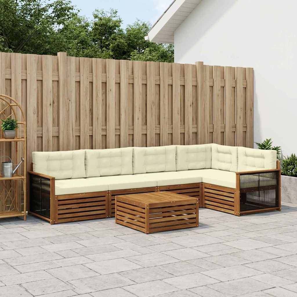 Outdoor-Sofagarnitur 6 stk. Natur und Creme