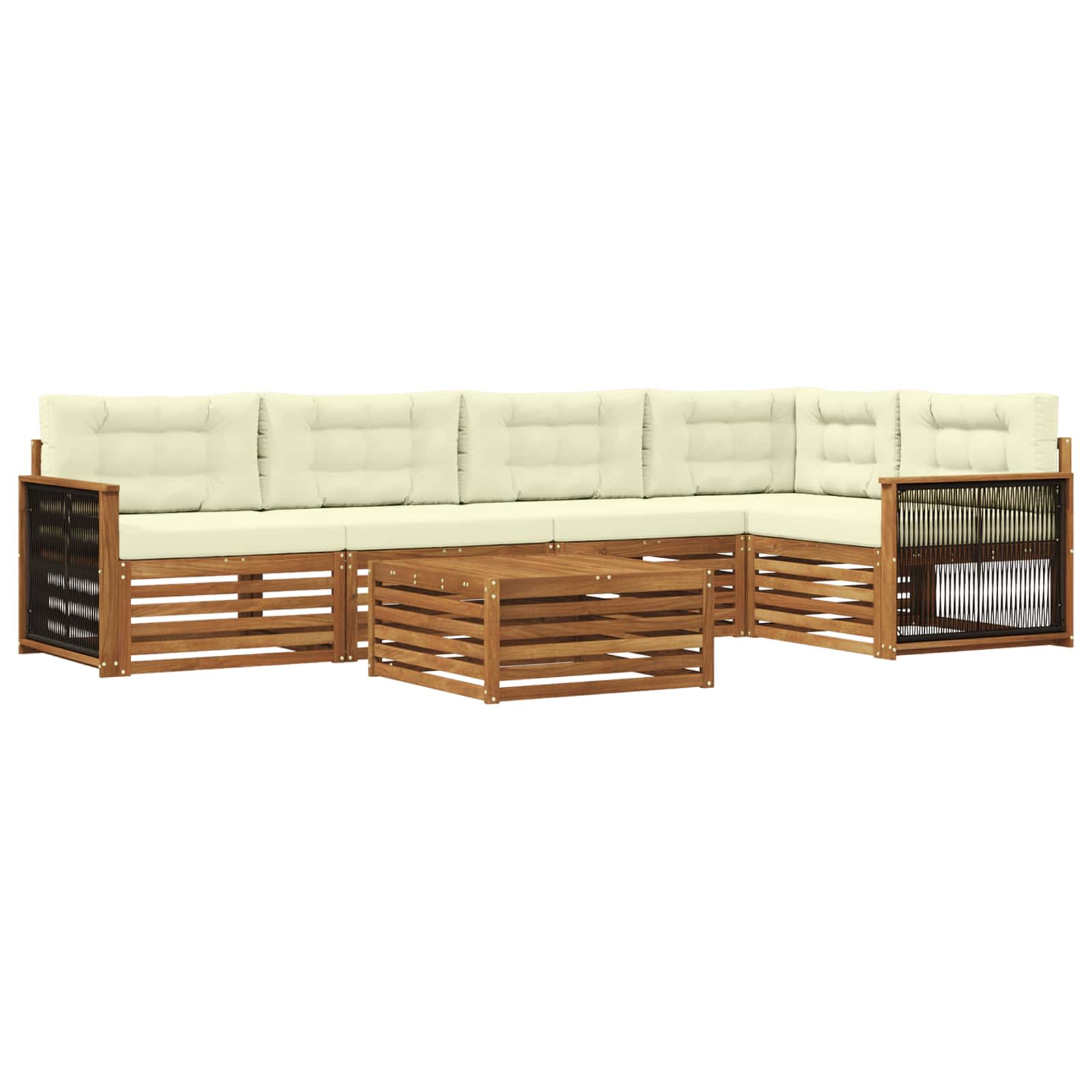 Outdoor-Sofagarnitur 6 stk. Natur und Creme