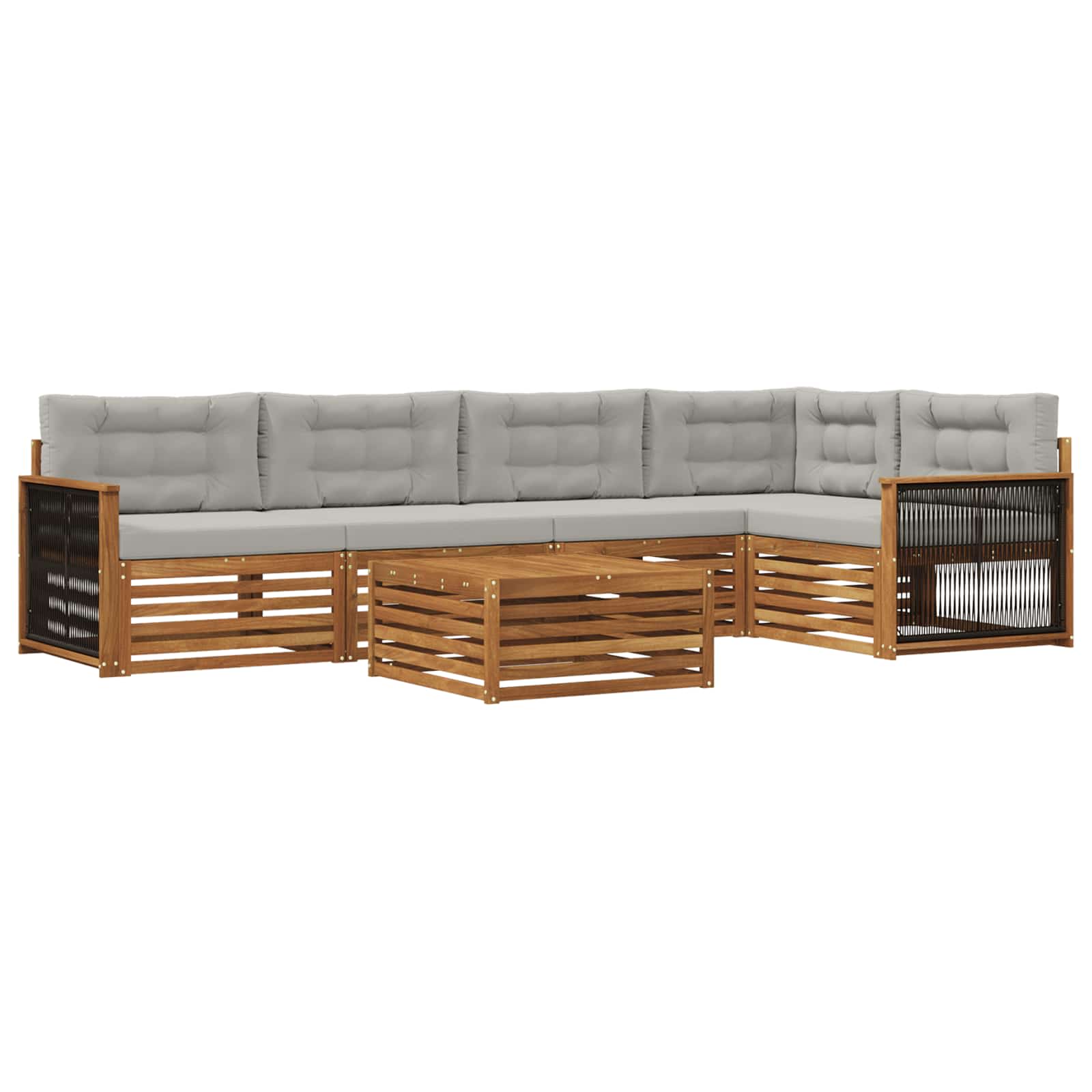 Outdoor-Sofagarnitur mit Kissen 6 pcs Natürlich und Hellgrau