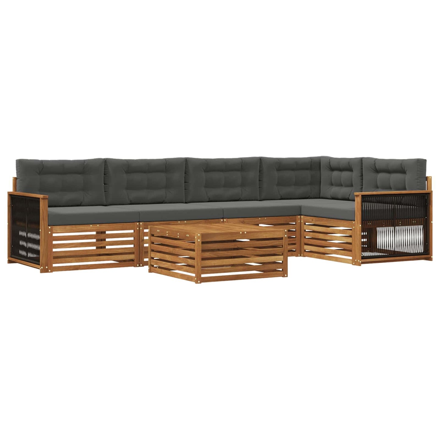 Outdoor-Sofagarnitur mit Kissen 6 pcs Natur und Anthrazit