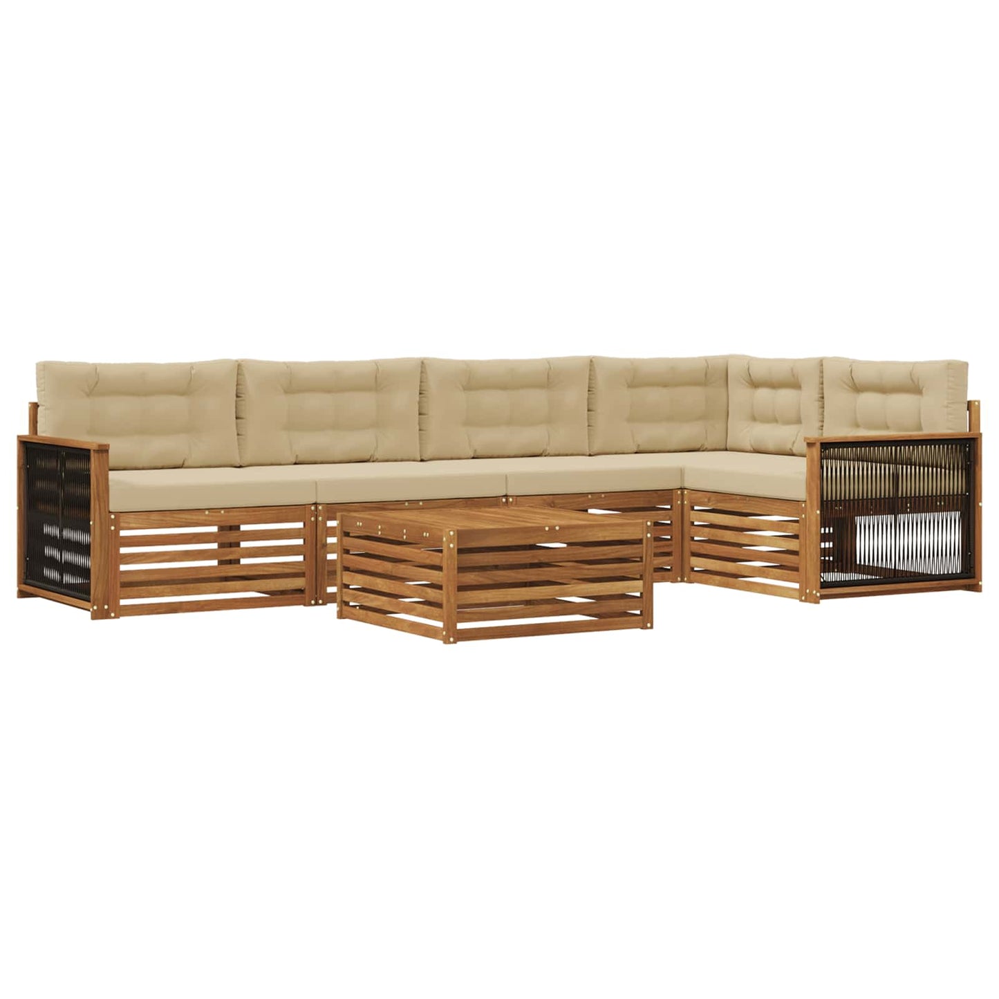 Outdoor-Sofagarnitur mit Kissen 6 pcs Natur und Beige