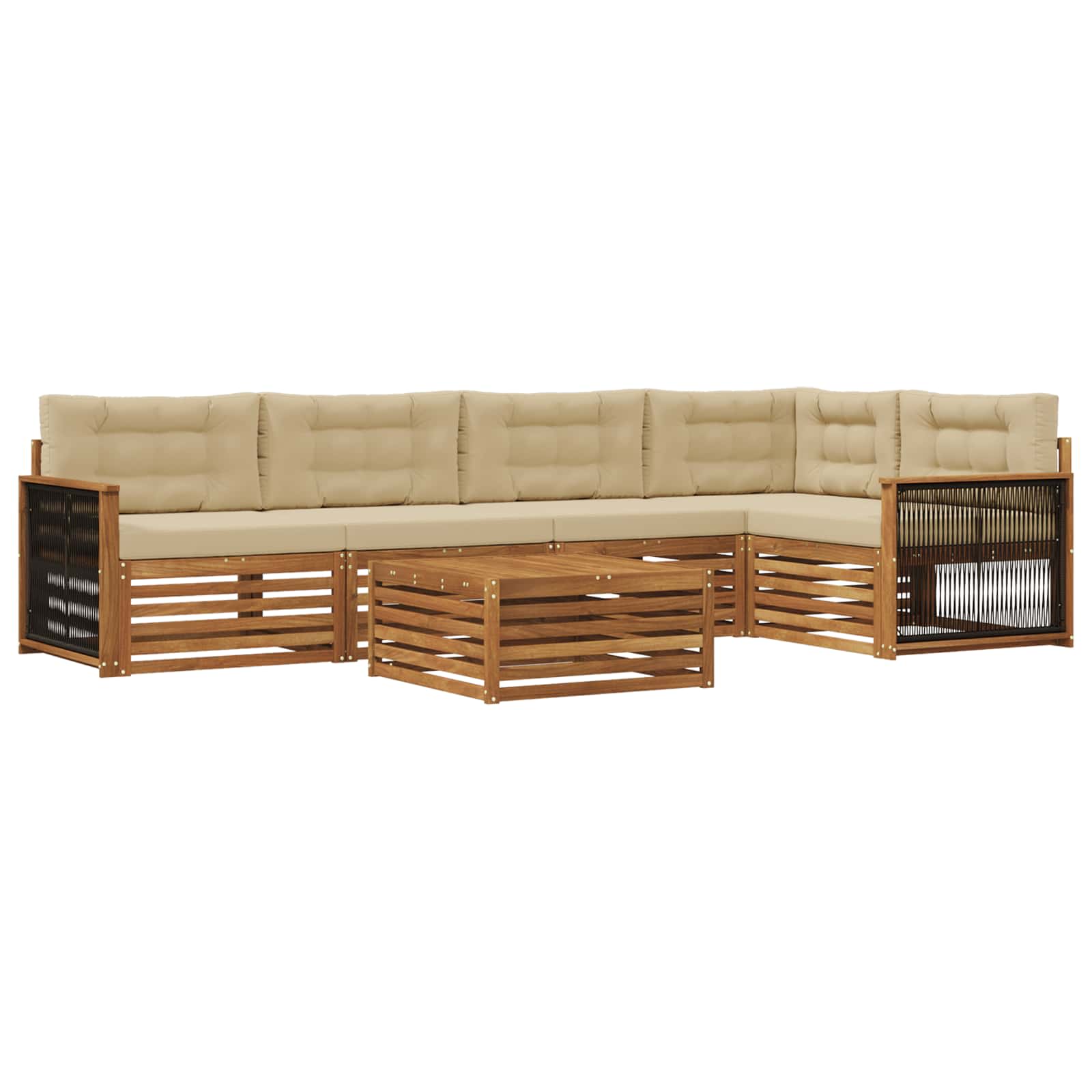 Outdoor-Sofagarnitur mit Kissen 6 pcs Natur und Beige