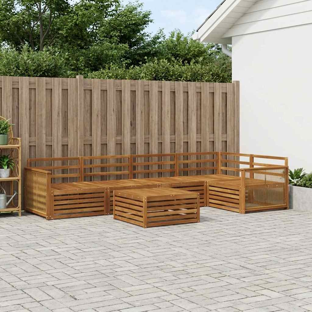 Outdoor-Sofagarnitur 6 pcs Natur Massivholz Akazie