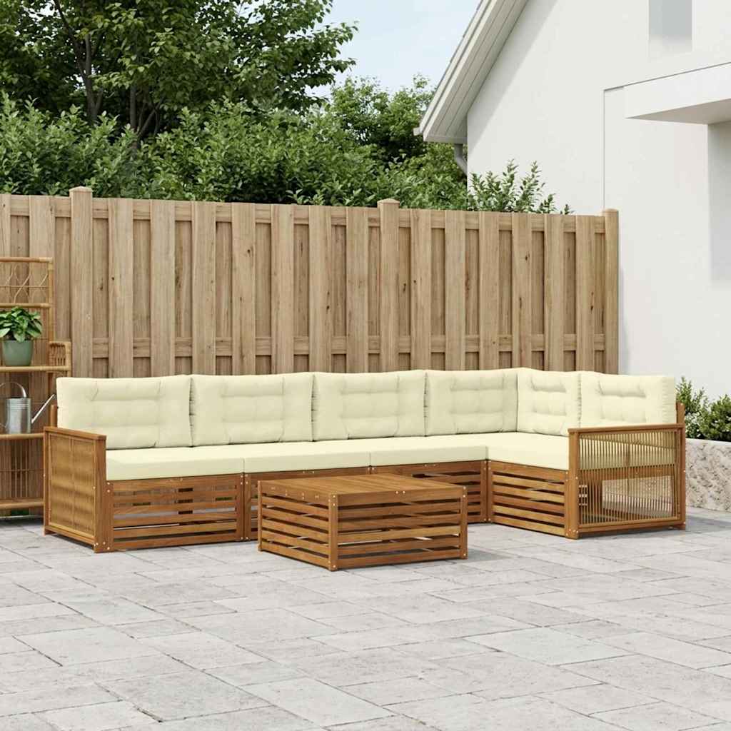 Outdoor-Sofagarnitur 6 stk. Natur und Creme