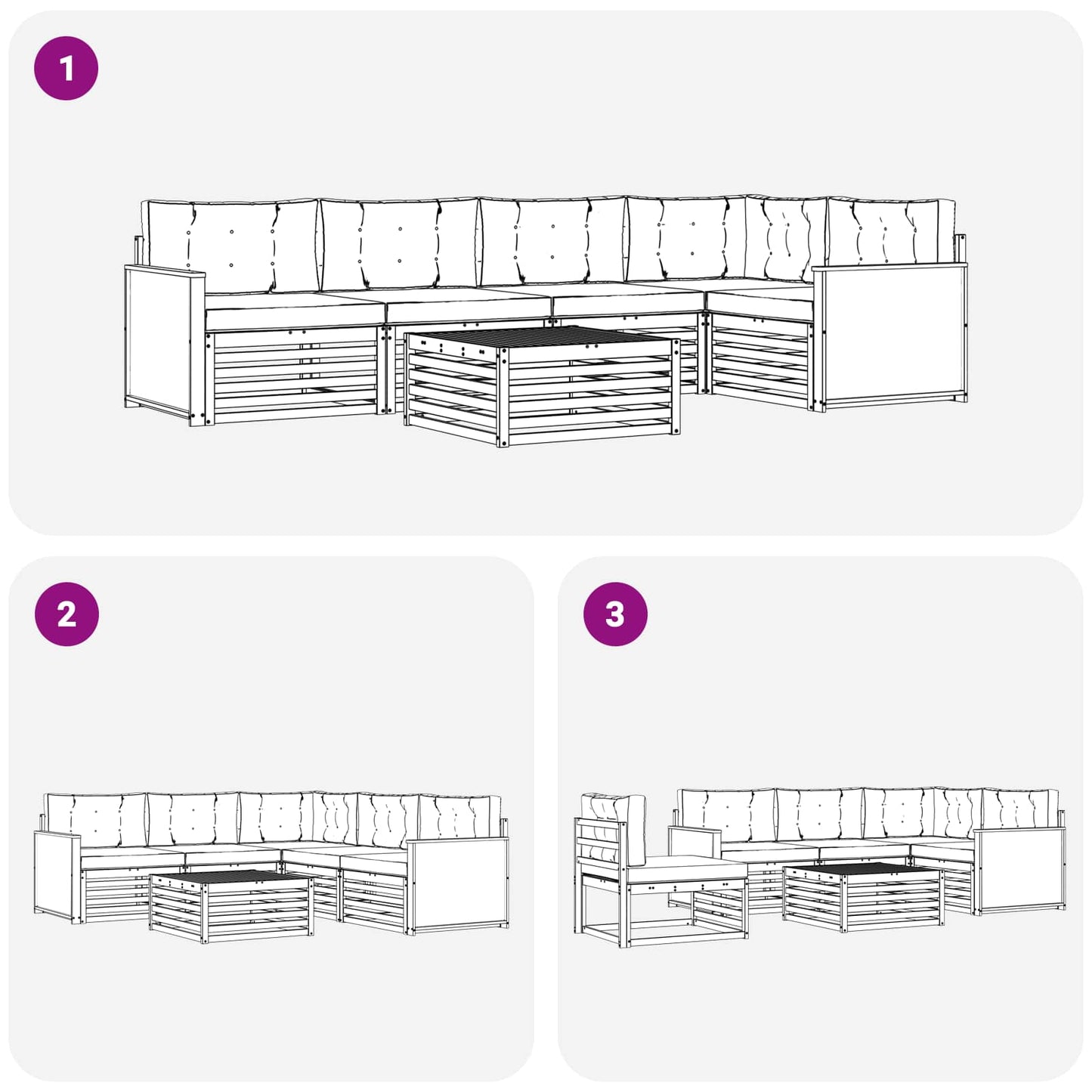 Outdoor-Sofagarnitur 6 stk. Natur und Creme