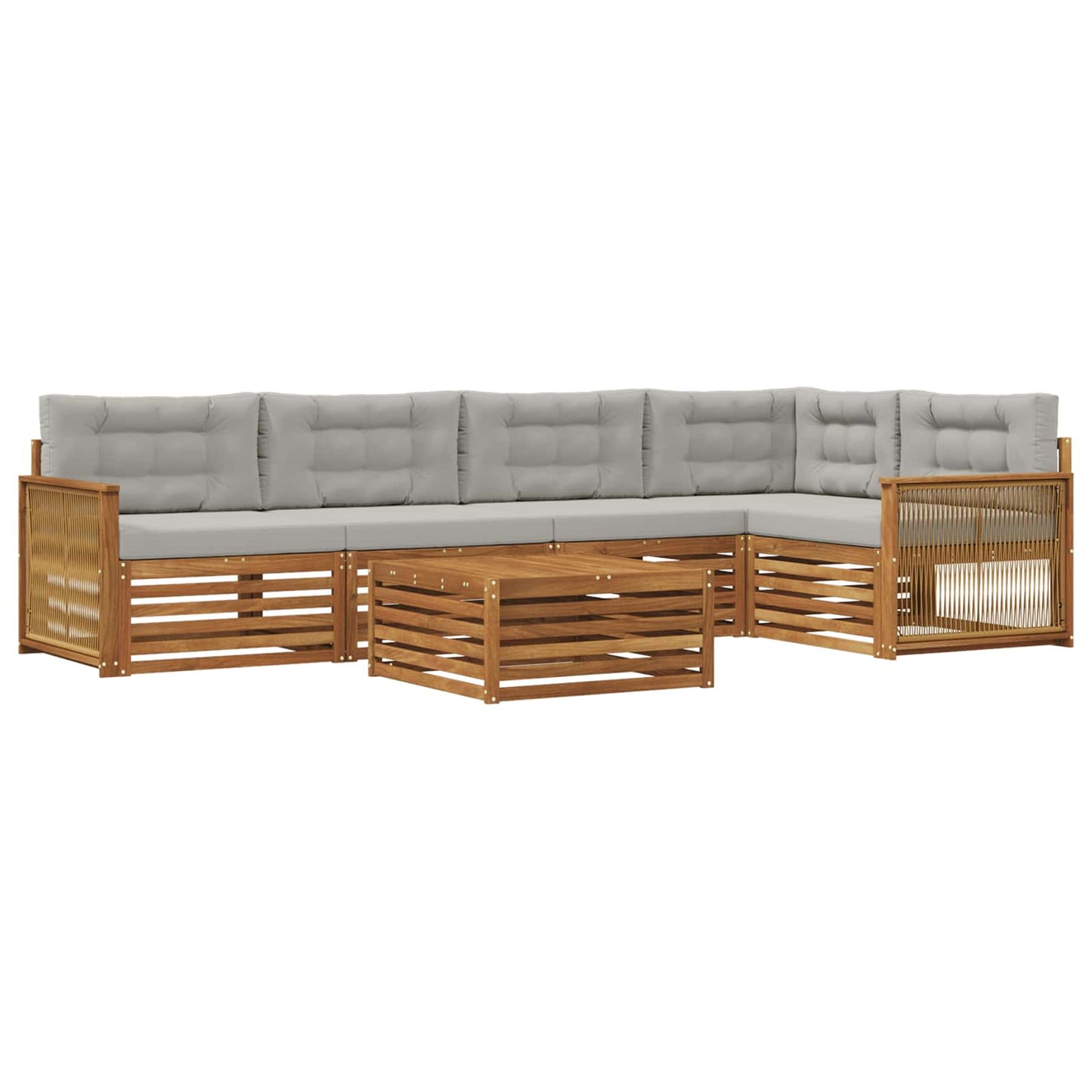 Outdoor-Sofagarnitur mit Kissen 6 pcs Natürlich und Hellgrau