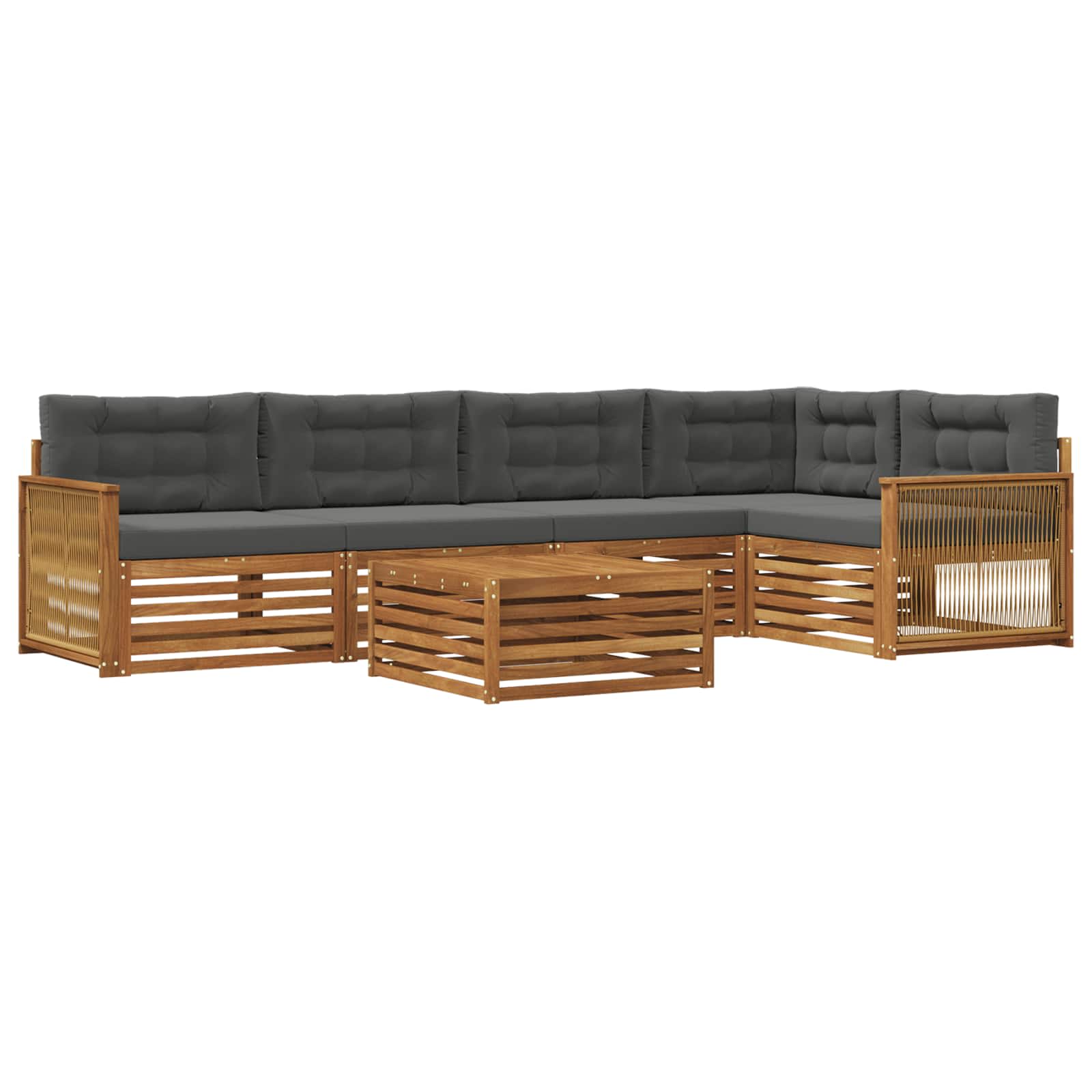 Outdoor-Sofagarnitur mit Kissen 6 pcs Natur und Anthrazit