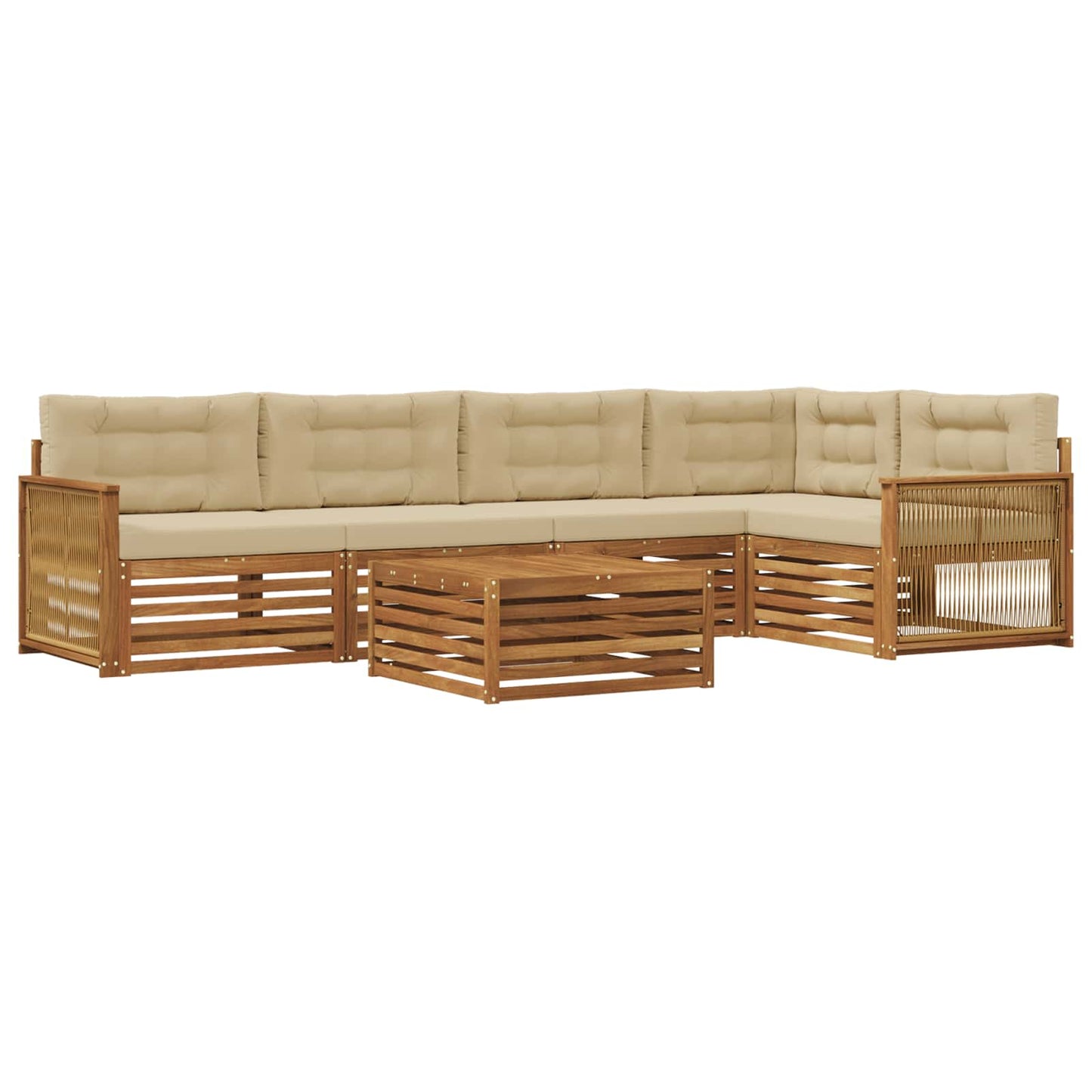 Outdoor-Sofagarnitur mit Kissen 6 pcs Natur und Beige
