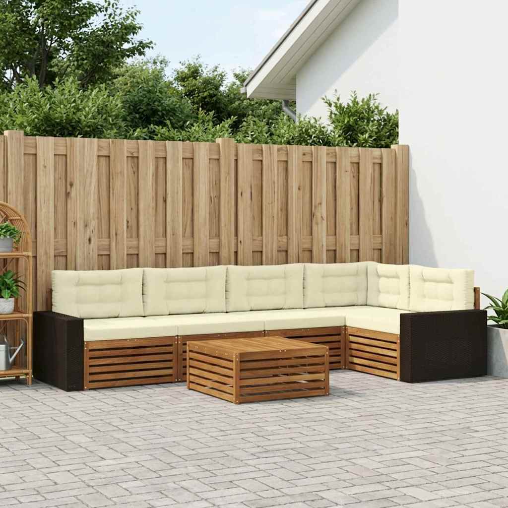 Outdoor-Sofagarnitur 6 stk. Natur und Creme Polyester