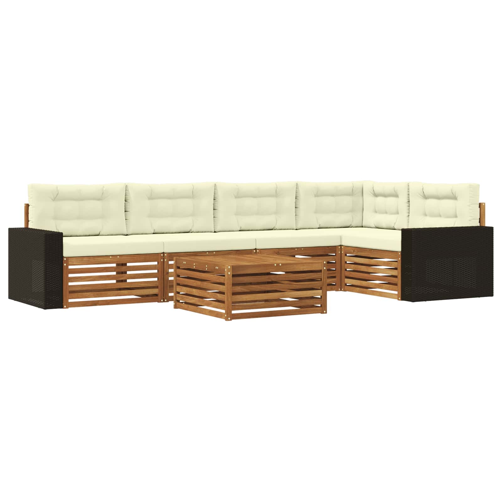 Outdoor-Sofagarnitur 6 stk. Natur und Creme Polyester