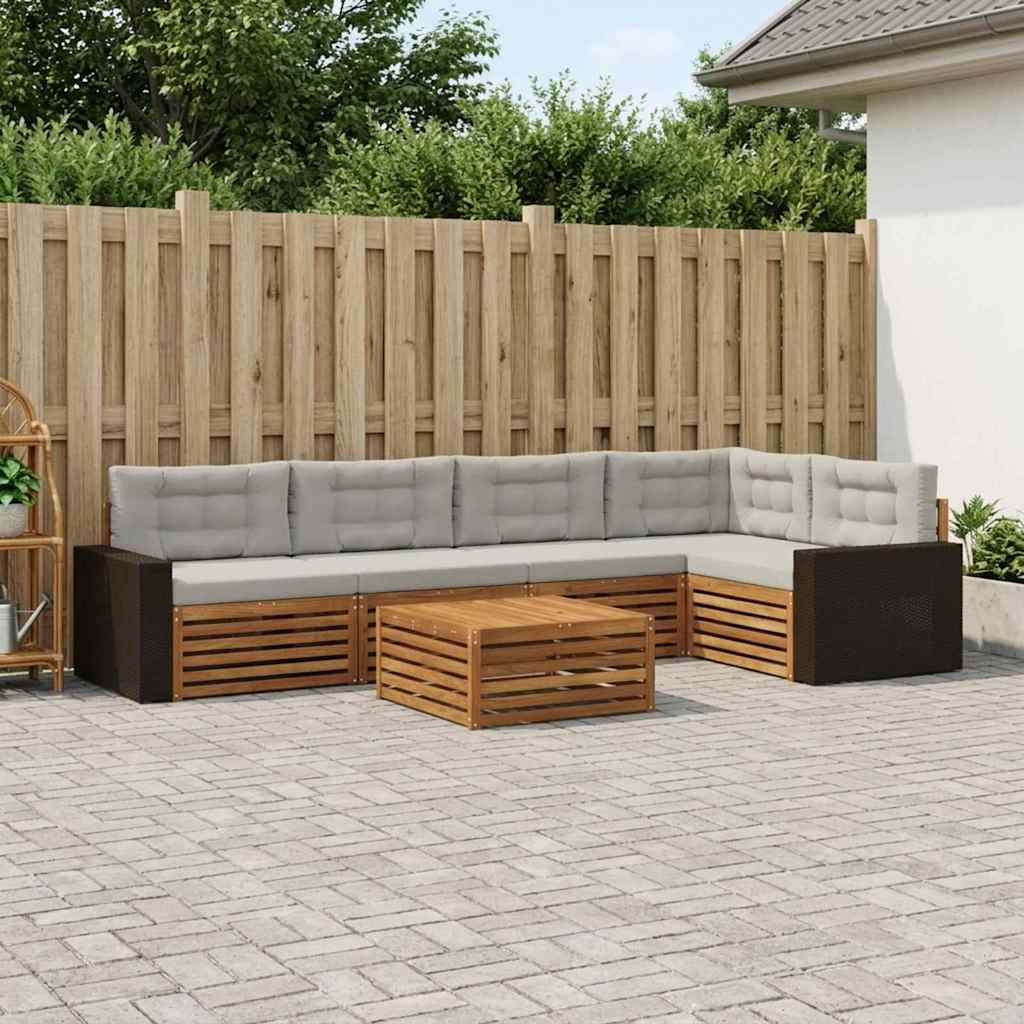 Outdoor-Sofagarnitur 6 pcs Natürlich und Hellgrau