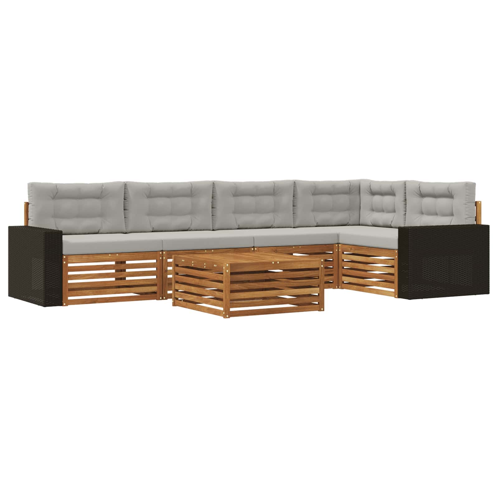 Outdoor-Sofagarnitur 6 pcs Natürlich und Hellgrau