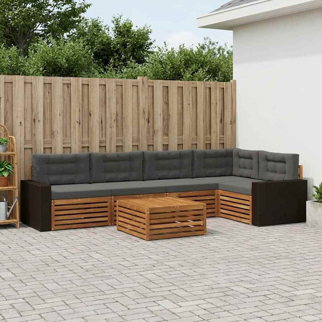 Outdoor-Sofagarnitur 6 pcs Natur und Anthrazit 79 x 79 x 37 cm