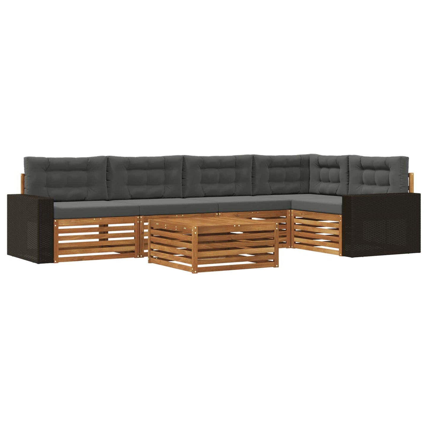 Outdoor-Sofagarnitur 6 pcs Natur und Anthrazit 79 x 79 x 37 cm