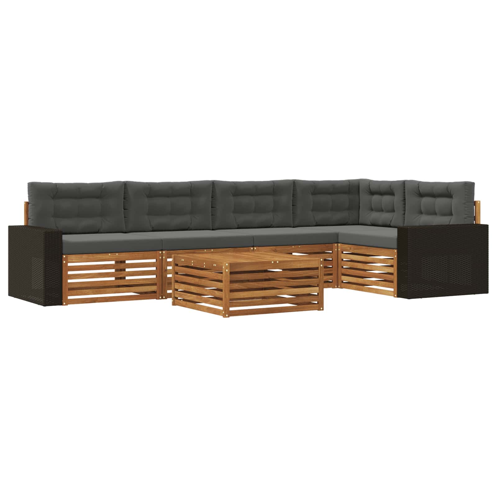 Outdoor-Sofagarnitur 6 pcs Natur und Anthrazit 79 x 79 x 37 cm