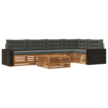 Outdoor-Sofagarnitur 6 stk. Natur und Anthrazit Polyester