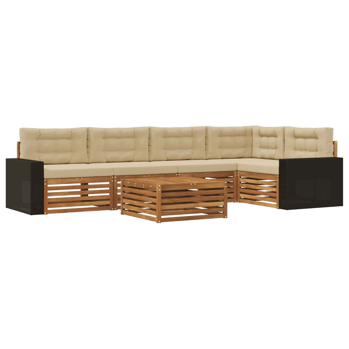 Outdoor-Sofagarnitur 6 stk. Natur und Beige Polyester