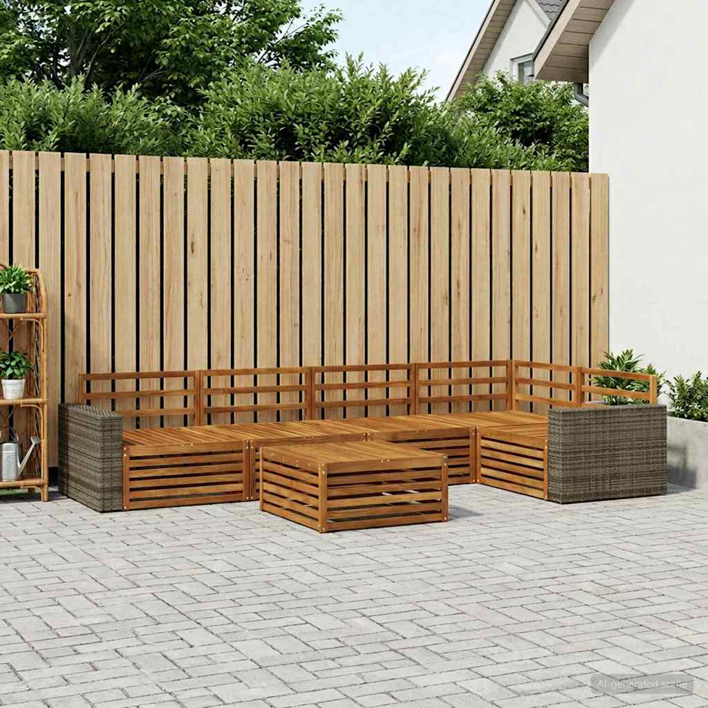 Outdoor-Sofagarnitur 6 pcs Natur 79 x 79 x 37 cm