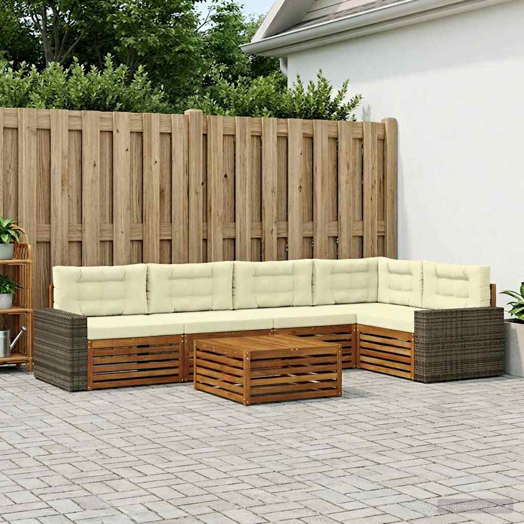 Outdoor-Sofagarnitur 6 stk. Natur und Creme Polyester