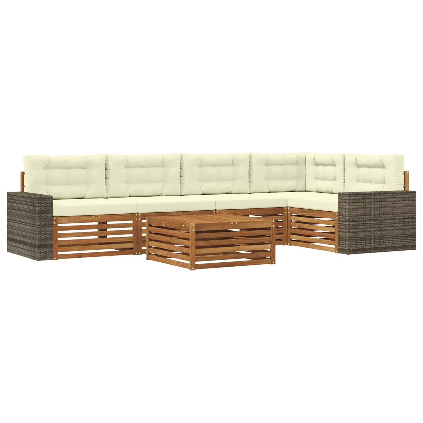 Outdoor-Sofagarnitur 6 stk. Natur und Creme Polyester