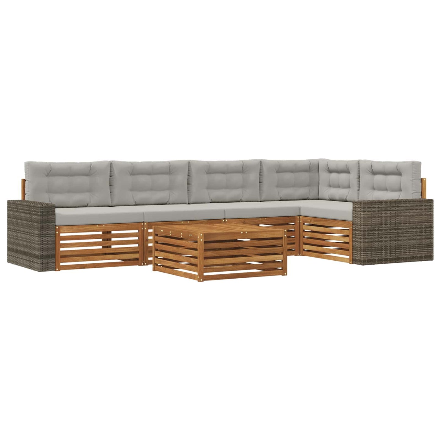 Outdoor-Sofagarnitur 6 pcs Natürlich und Hellgrau