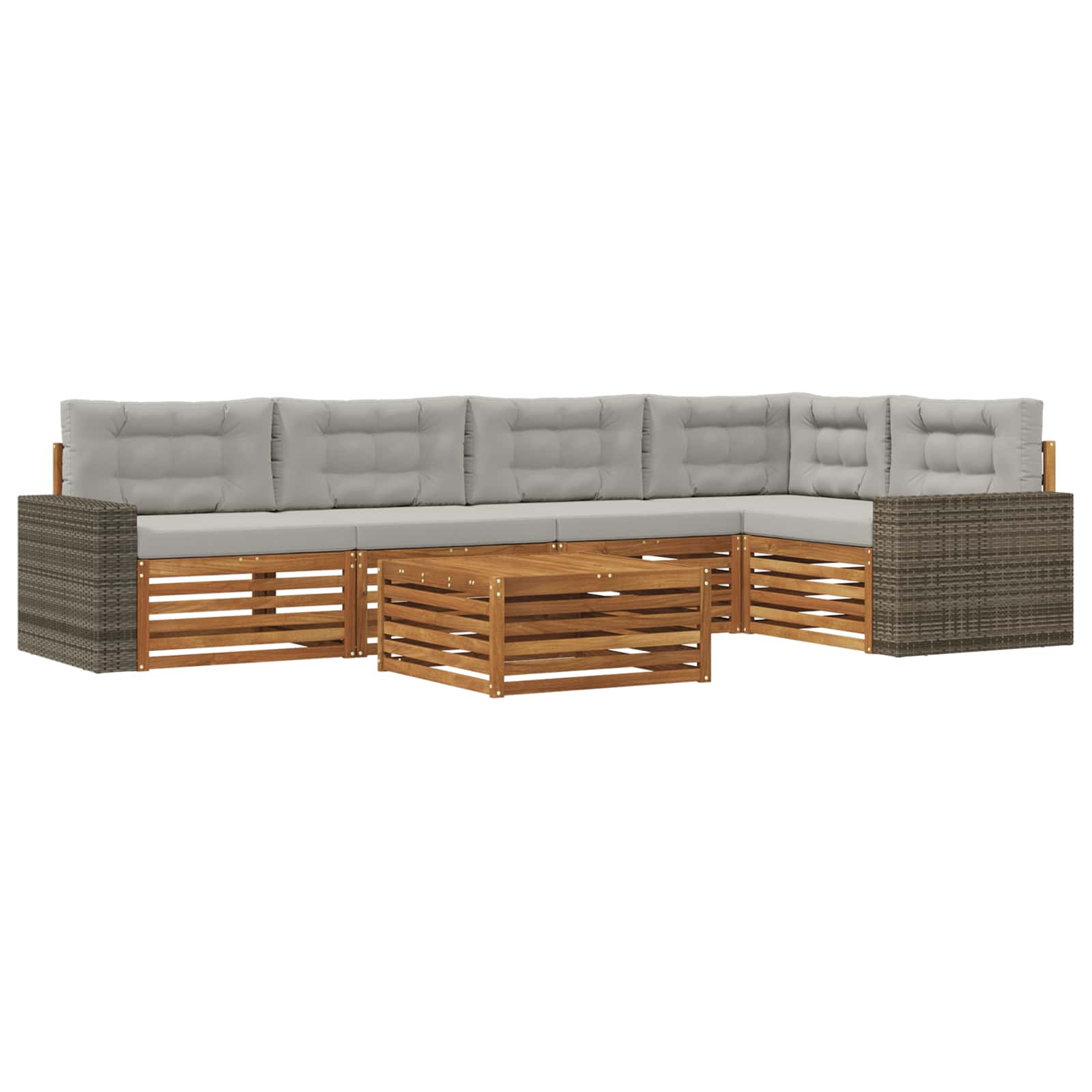 Outdoor-Sofagarnitur 6 pcs Natürlich und Hellgrau