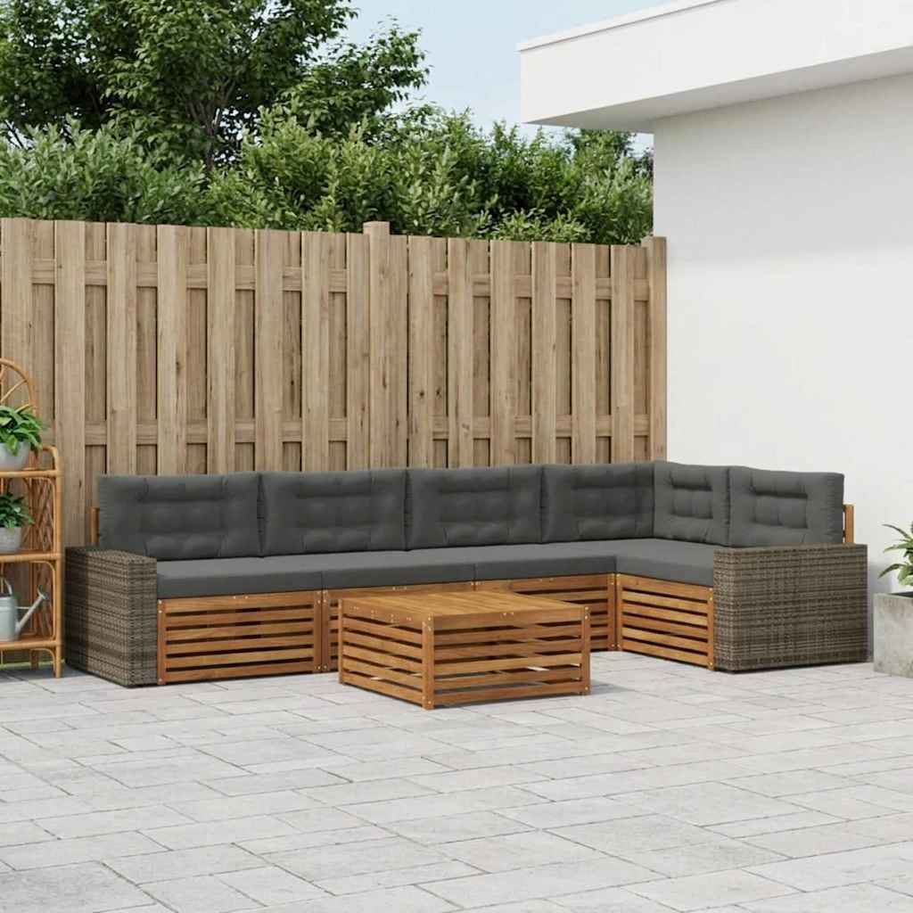 Outdoor-Sofagarnitur 6 pcs Natur und Anthrazit 79 x 79 x 37 cm