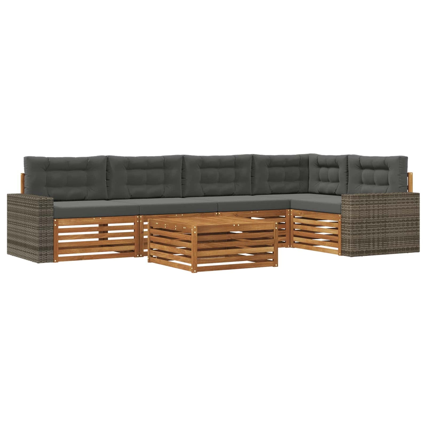 Outdoor-Sofagarnitur 6 pcs Natur und Anthrazit 79 x 79 x 37 cm