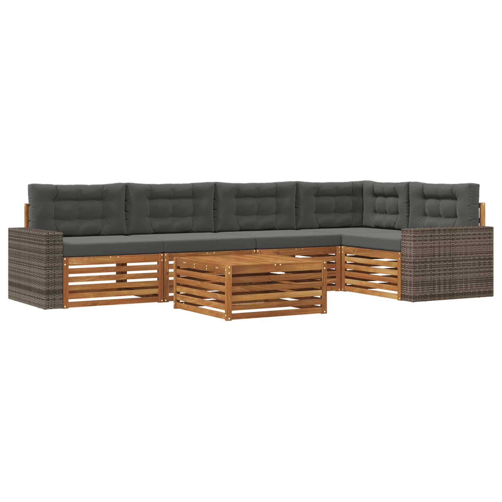 Outdoor-Sofagarnitur 6 pcs Natur und Anthrazit 79 x 79 x 37 cm