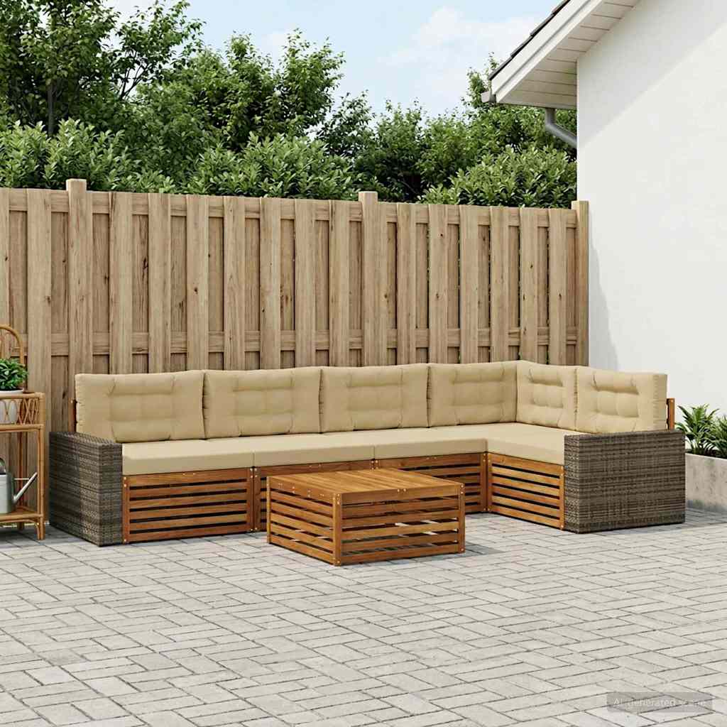 Outdoor-Sofagarnitur 6 pcs Natur und Beige 79 x 79 x 37 cm