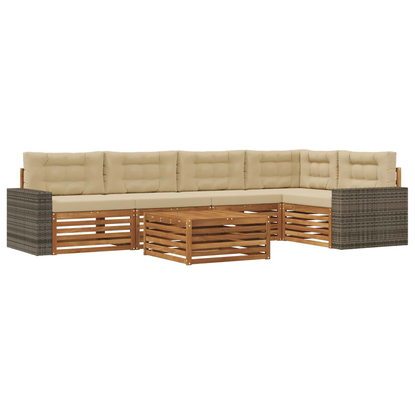 Outdoor-Sofagarnitur 6 pcs Natur und Beige 79 x 79 x 37 cm