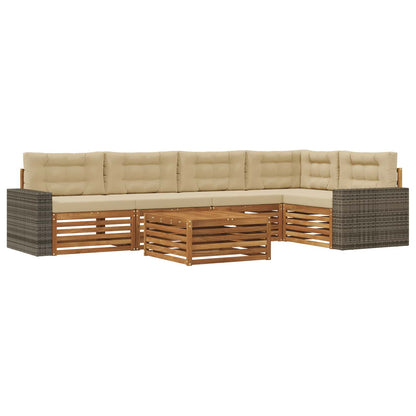 Outdoor-Sofagarnitur 6 stk. Natur und Beige Polyester