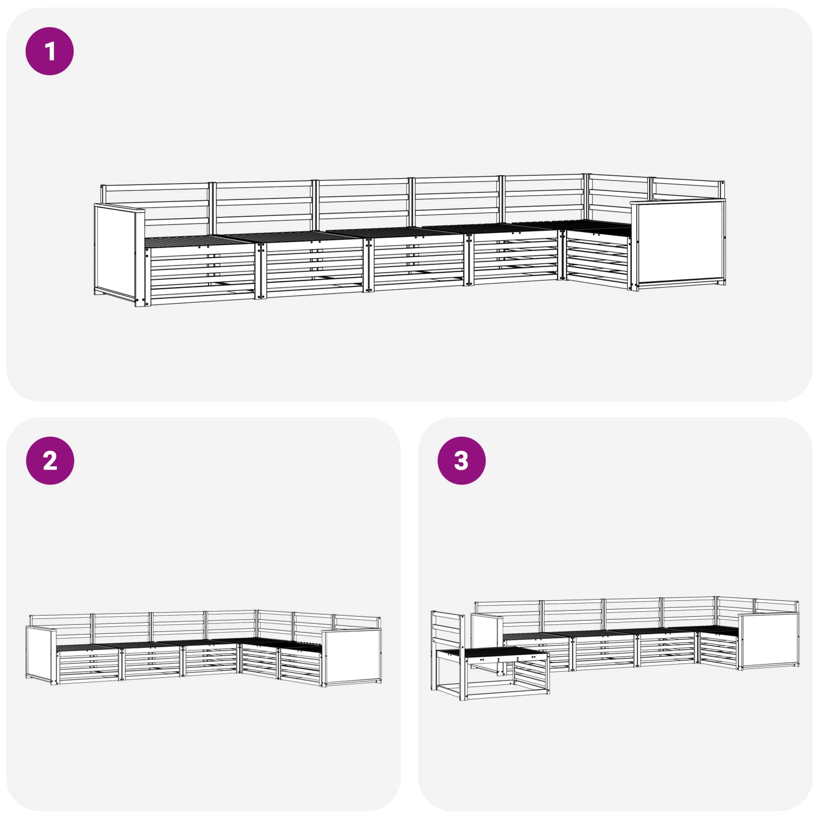 Outdoor-Sofagarnitur 6 pcs Natur 406 x 168,5 x 73 cm